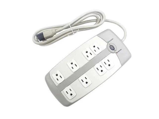 POWER FIRST 52NY57 Surge Protector Outlet Strip,6 ft.,White