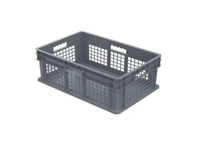 AKRO-MILS 37678GREY Vented & Stackable Straight Wall Storage Container, 13.3