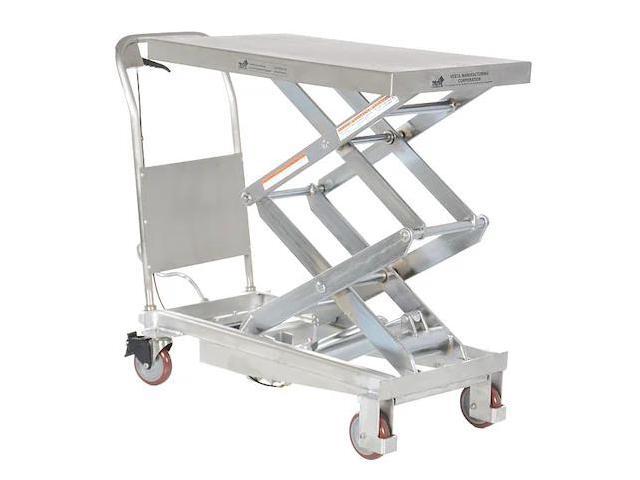 ZORO SELECT CART-800-D-PSS Scissor Lift Table, 800 lb. Cap, 20'W, 35-1/2'L