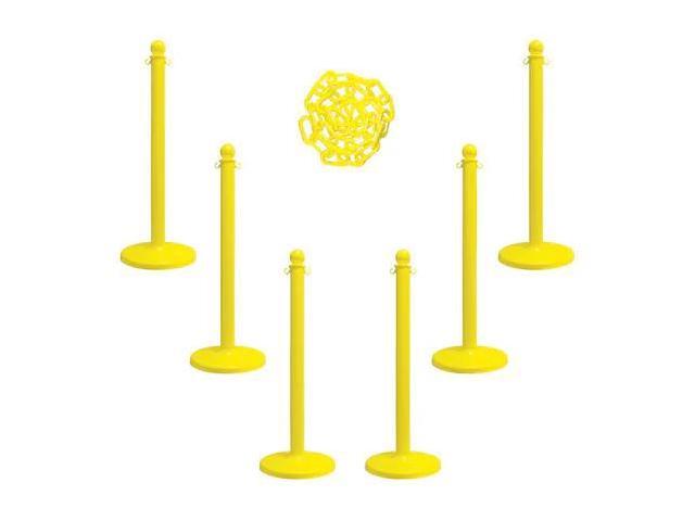 MR CHAIN 71102-6 Barrier Post Kit,40' H,Ylw,Plastic Post