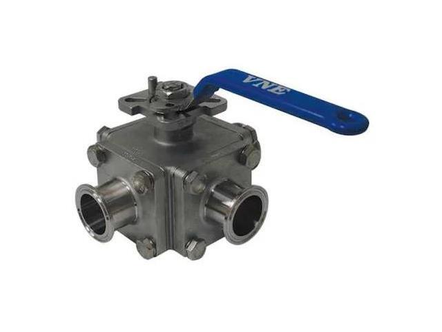 VNE EG93CCC-62.0-T 2' Clamp Stainless Steel Sanitary Ball Valve 3-Way