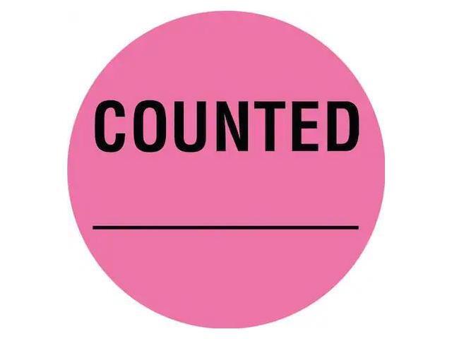 TAPECASE 16U932 Inventory Control Label Pink, Counted, Pk1000