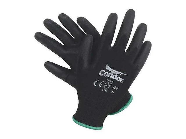 CONDOR 19L486 Coated Gloves, Cut Level 1,Dipped,Polyurethane,Smooth,XS (6)