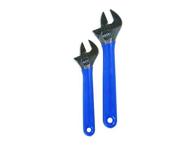 WESTWARD 1NYD3 Adj. Wrench Set,8', 10',Chrome,2 Pc.