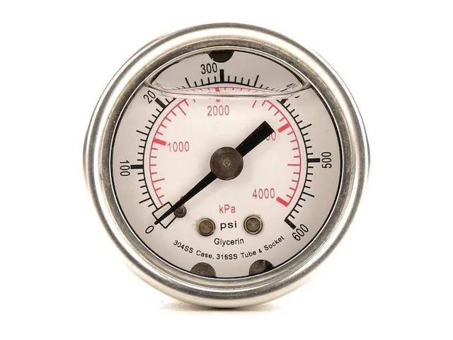 ZORO SELECT 4CFN1 Commercial Pressure Gauge, 0 to 600 psi, 1 1/2 in Dial, 1/8