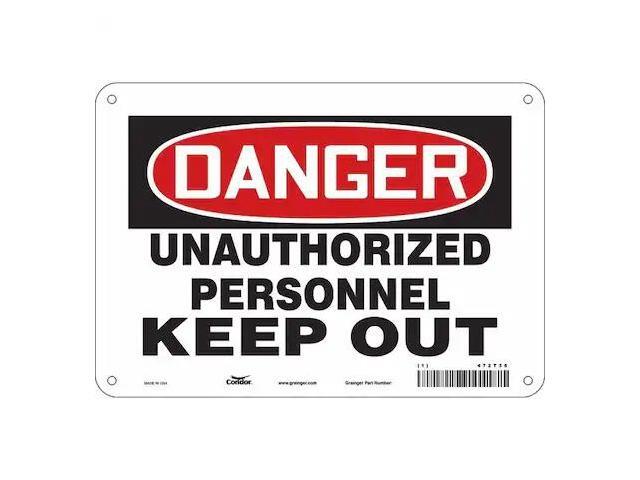 CONDOR 472T36 Safety Sign, 7 in Height, 10 in Width, Aluminum, Vertical
