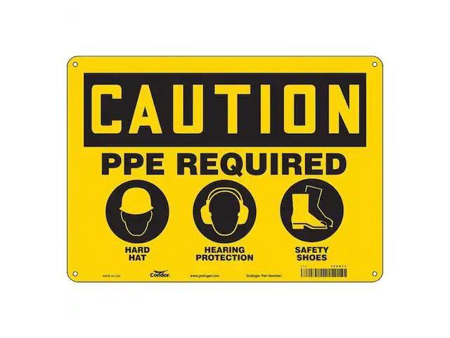 CONDOR 468N73 Safety Sign, 10 in Height, 14 in Width, Polyethylene, Horizontal