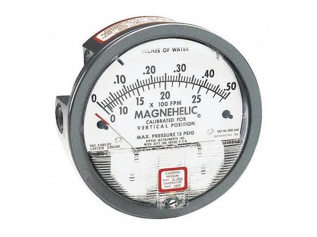 DWYER INSTRUMENTS 2010AV Differential pressure gage, range 0-10' w.c., velocity