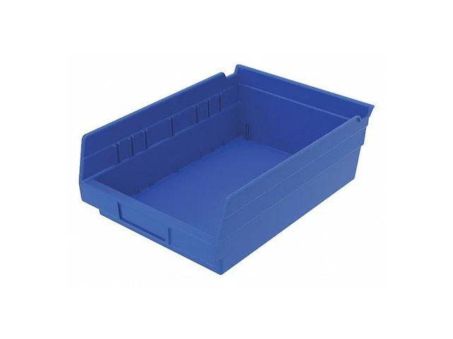 AKRO-MILS 30150BLUE Shelf Storage Bin, Plastic, Blue, 4 in H, 8 3/8 in W, 11