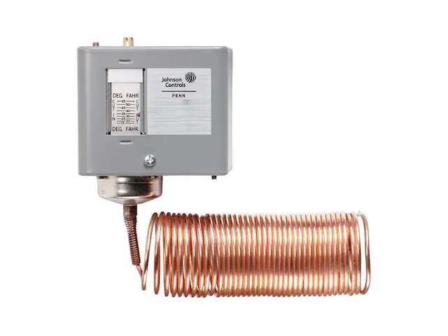 JOHNSON CONTROLS A70KA-1C Line Volt Mechanical Tstat, Open/Close on Rise, 100