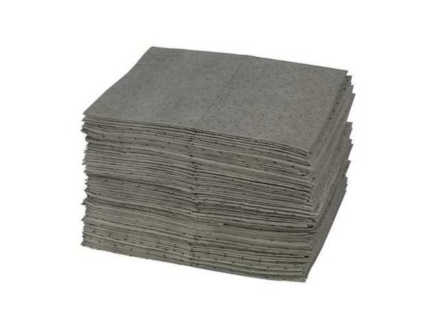 BRADY GP300 Sorbent Pad, 25 gal, 15 in x 19 in, Universal, Gray, Polypropylene
