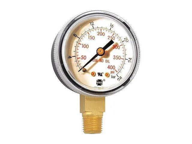 MILLER ELECTRIC GA138-03 Welding Regulator Pressure Gauge, 0 to 400 psi, 2 in