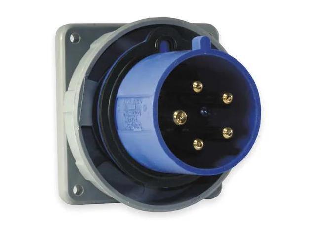 HUBBELL WIRING DEVICE-KELLEMS HBL560B9W IEC Pin and Sleeve Inlet,60A,120/208V