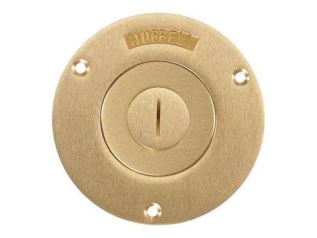 HUBBELL WIRING DEVICE-KELLEMS S2525 Box Cover, Floor Box Type, 1 Gang, Brass