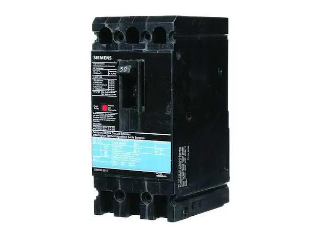 SIEMENS ED43B050 Molded Case Circuit Breaker, ED4 Series, 50A, 3 Pole, 480V AC,