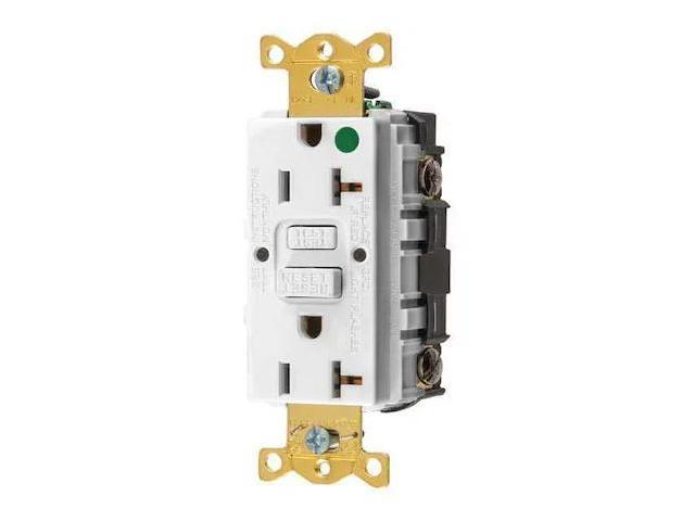 HUBBELL WIRING DEVICE-KELLEMS GFR83W GFCI Receptacle, 20A, 125VAC, 5-20R, White