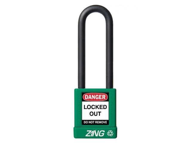 ZING 7051 Lockout Padlock,KA,Green,1-3/4'H