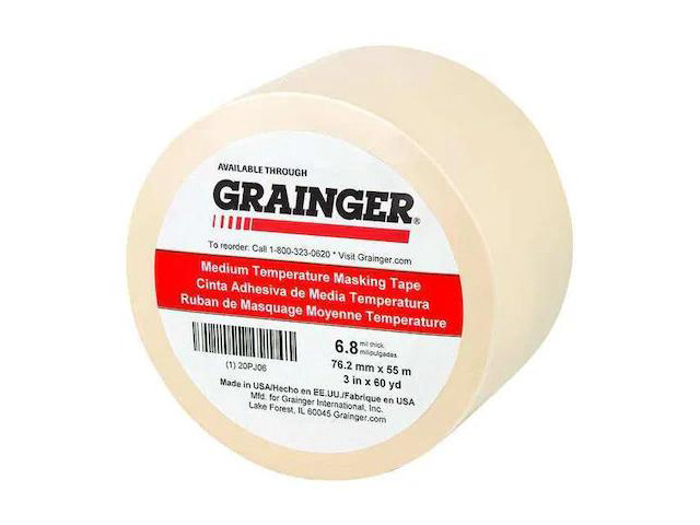 ZORO SELECT 20PJ06 Painter's Tape, 3 in W x 60 yd L, 6.8 mil Thick, Tan, Rubber