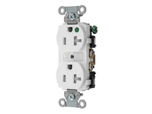 HUBBELL WIRING DEVICE-KELLEMS 8300WTRA Straight Blade Receptacle, 5-20R, 20 A,