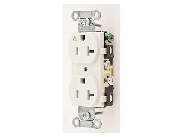 HUBBELL WIRING DEVICE-KELLEMS IG5352W Straight Blade Receptacle, 5-20R, 20 A,