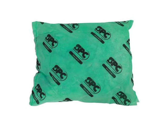 BRADY HAZ1818 Sorbent Pillow, 28 gal, 18 in x 18 in, Harsh Chemicals, Green, 16