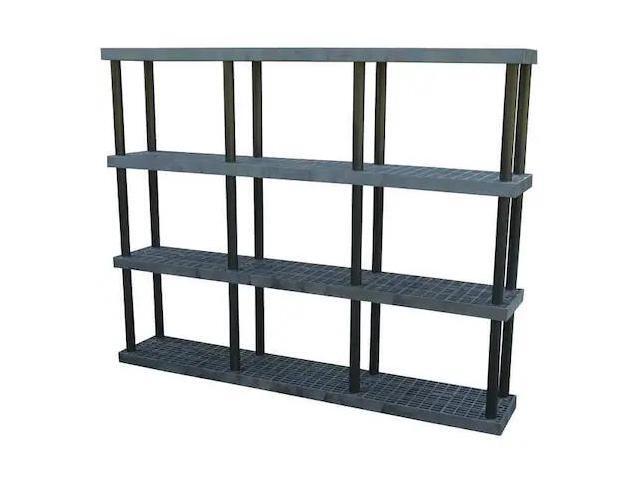 STRUCTURAL PLASTICS S9616X4 Freestanding Plastic Shelving, Open Style, 16 in D,