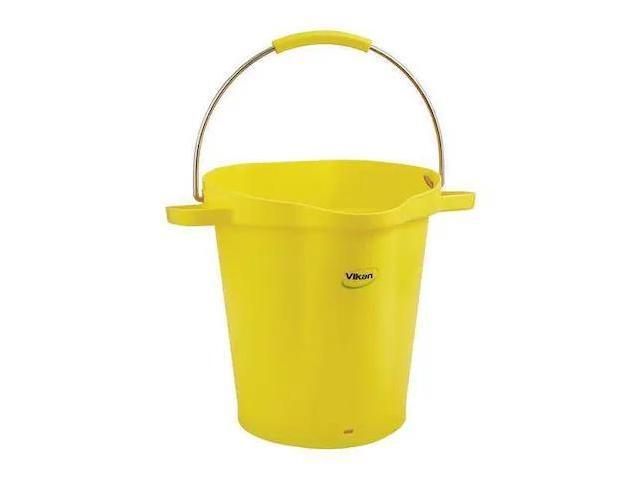 VIKAN 56926 5 1/4 gal Round Bucket, 15 in H, 14 1/8 in Dia, Yellow,
