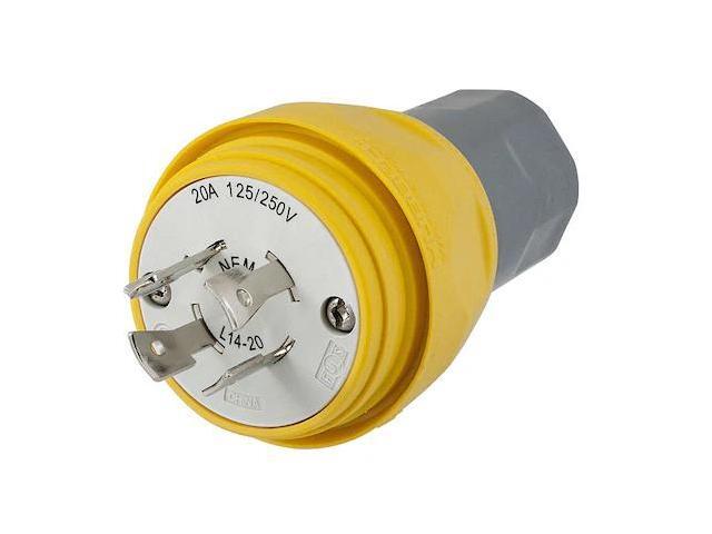 HUBBELL WIRING DEVICE-KELLEMS HBL26W74 Watertight Locking Plug, L14-20P, 20 A,
