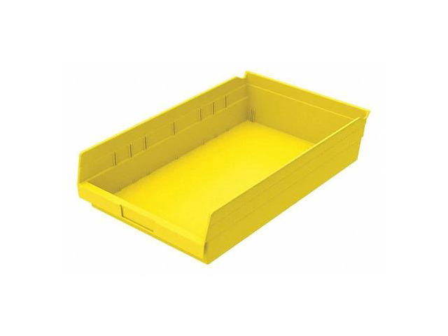 AKRO-MILS 30178YELLO Shelf Storage Bin, Plastic, Yellow, 4 in H, 11 1/8 in W,