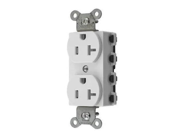 HUBBELL WIRING DEVICE-KELLEMS SNAP5362WTRA Straight Blade Receptacle, 5-20R, 20
