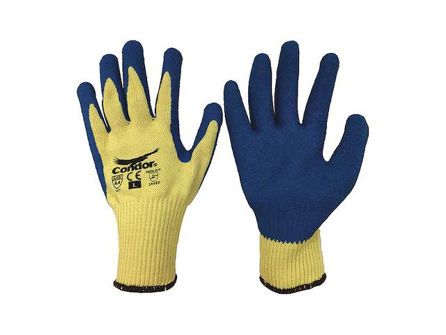 CONDOR 21AH62 Cut-Resistant Coated Gloves, Cut Level A4,Dipped,Latex,Rough