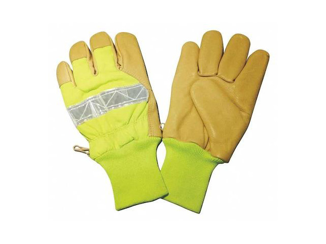 CONDOR 48WU19 Leather Gloves, Polyester, Knit Wrist Cuff, Wing Thumb, Lime, S,