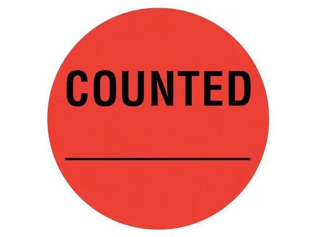 TAPECASE 16U929 Inventory Control Label Red, Counted, Pk1000