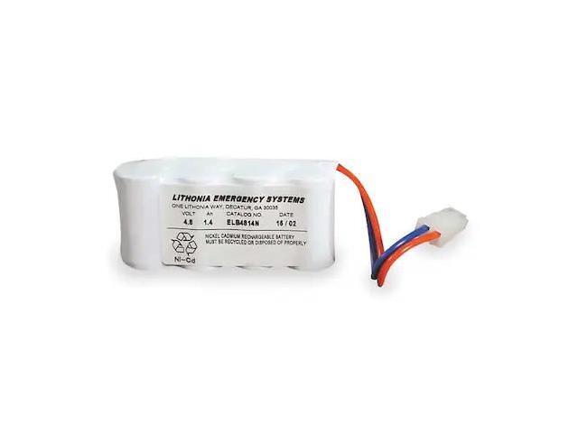 LITHONIA LIGHTING ELB 4814N Battery,Nickel Cadmium,4.8V,1.4A/HR.