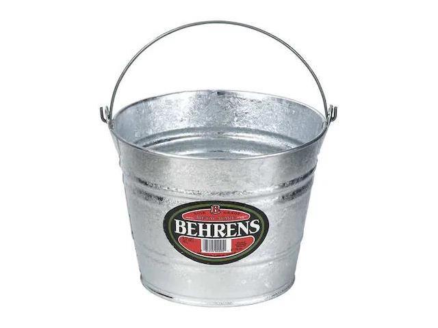 BEHRENS 1205 1 1/4 gal Round Bucket, 9 1/2 in Dia, Silver, Galvanized Steel
