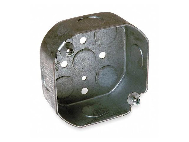 RACO 125 Electrical Box, 15.5 cu in, Octagon Box Type, 2 Gangs, Steel, Octagon