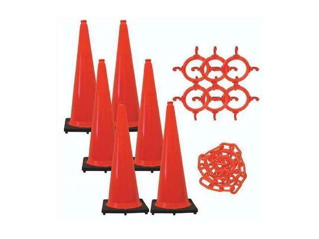MR. CHAIN 97213-6 36 in. Height - Traffic Cone and Chain Kit, Orange