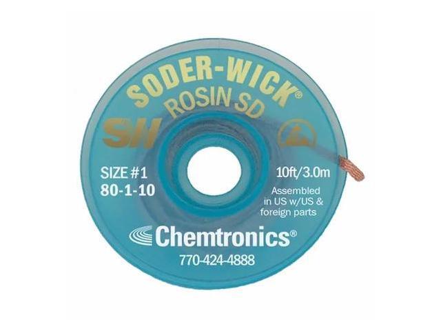 CHEMTRONICS 80-1-10 Desoldering Wick,10 ft.,1,Copper,Rosin