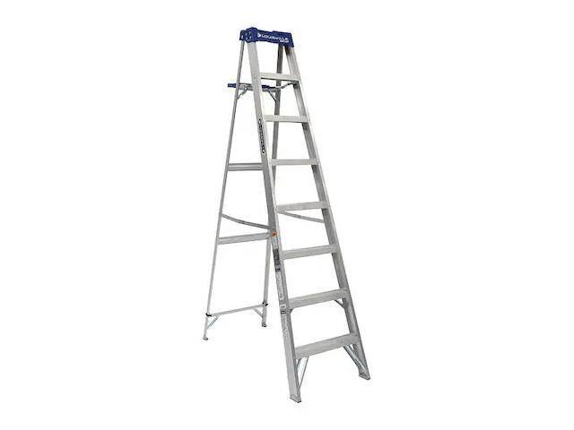 Louisville AS2108 8 ft. Type I Duty Rating 250 lbs. Load Capacity Aluminum Step Ladder with Molded Pail Shelf