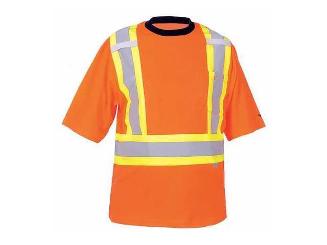 VIKING 6000O-L Unisex High Visibility Short Sleeve Shirt, Polyester/Cotton,