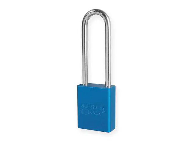 AMERICAN LOCK A1107BLU Lockout Padlock, Keyed Different, Aluminum, Blue, 3 in