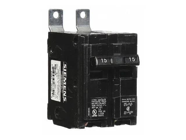 SIEMENS B215 Miniature Circuit Breaker, BL Series, 15A, 2 Pole, 120/240V AC,