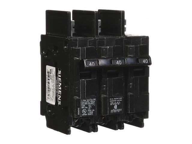 SIEMENS BQ3B040 Miniature Circuit Breaker, 40 A, 240V AC, 3 Pole, Bolt On