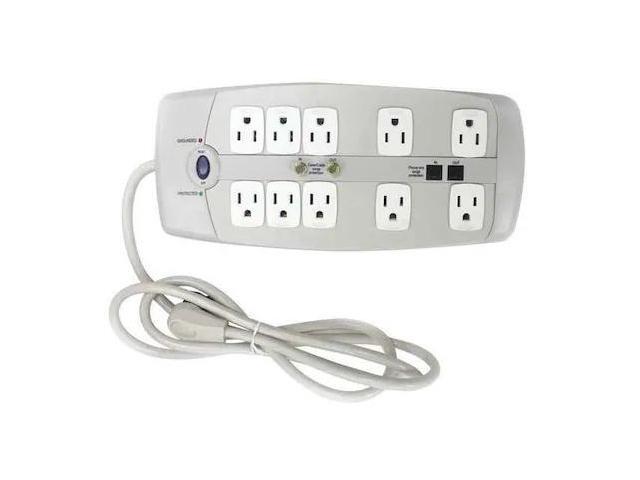 POWER FIRST 52NY61 Surge Protector Outlet Strip,6 ft.,White