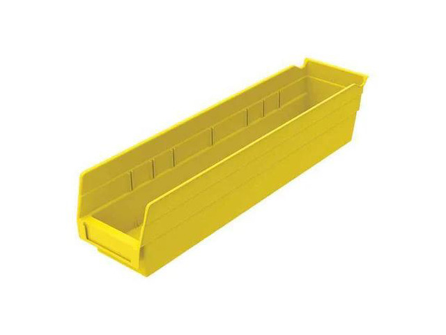 AKRO-MILS 30128YELLO Shelf Storage Bin, Plastic, Yellow, 4 in H, 4 1/8 in W, 17