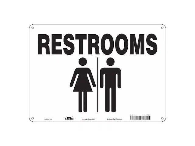 CONDOR 473Y38 RESTROOMS, 14 in W x 10 in H, Horizontal Rectangle, Polyethylene,