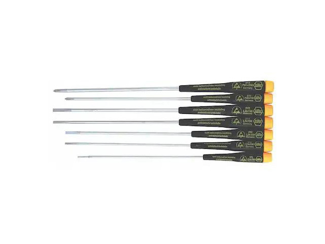 WIHA TOOLS 27393 ESD Precision Screwdriver Set,Sl/Ph,7pcs
