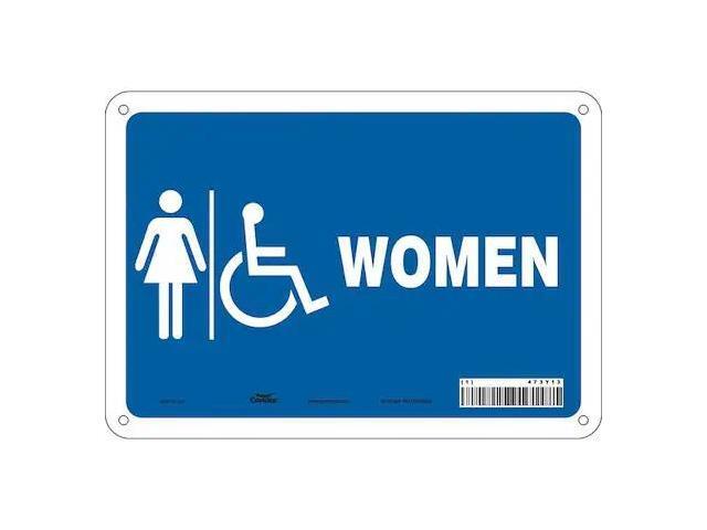 CONDOR 473Y13 Restroom Sign, WOMEN, 10 in W x 7 in H, Vertical Rectangle,