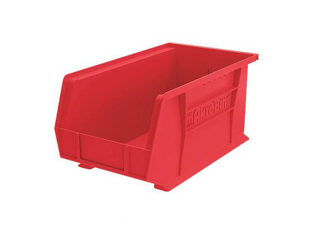 AKRO-MILS 30240RED Hang & Stack Storage Bin, Plastic, Red, 7 in H, 8 1/4 in W,