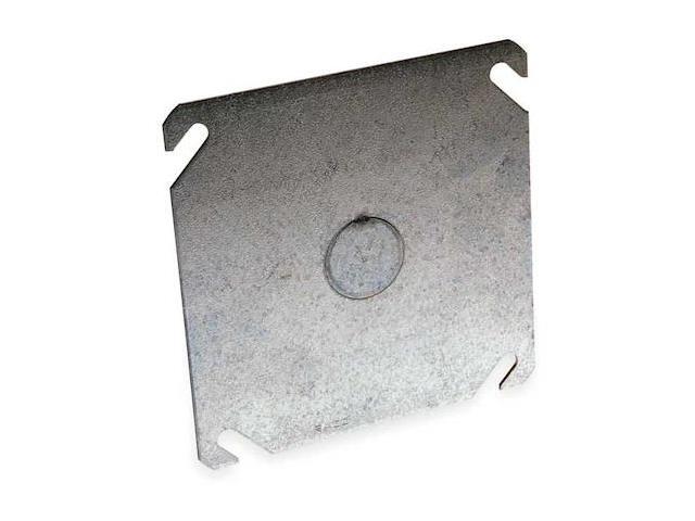 RACO 753 Box Cover, Square Box Type, 2 Gang, Galvanized Zinc, KO Centered Cover